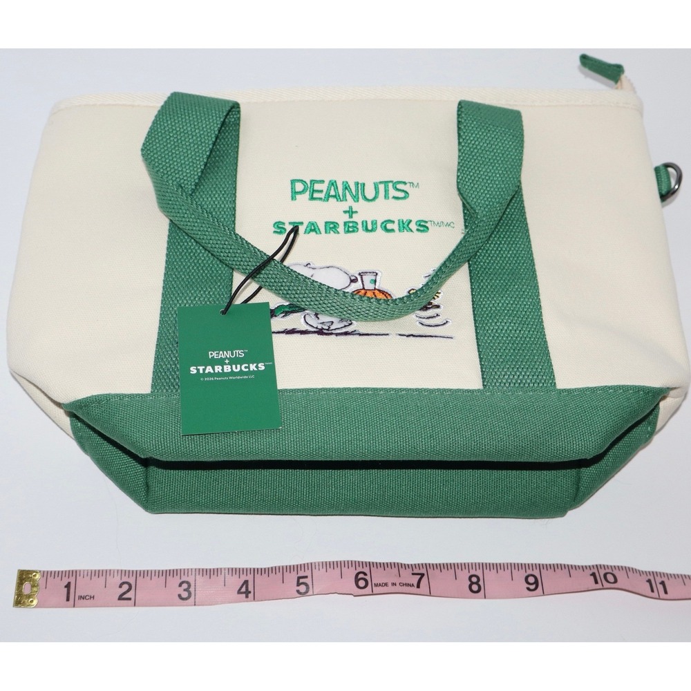 Starbucks x Peanuts 2026 Snoopy Canvas Tote Bag & Plush Charm Keychain Set - Picture 3 of 16